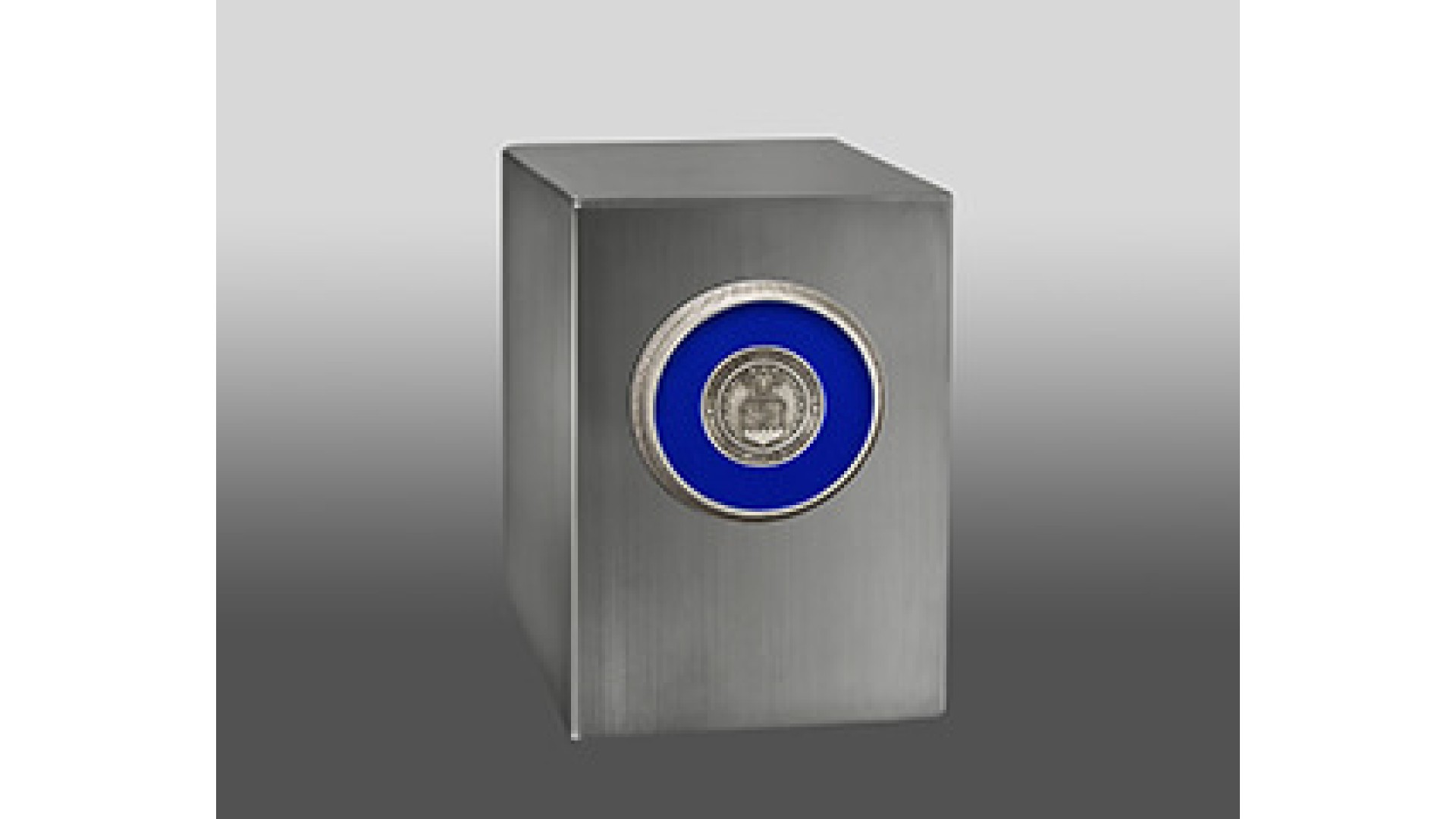 Satin Stainless Steel Cube with Military Emblem in Enamel 